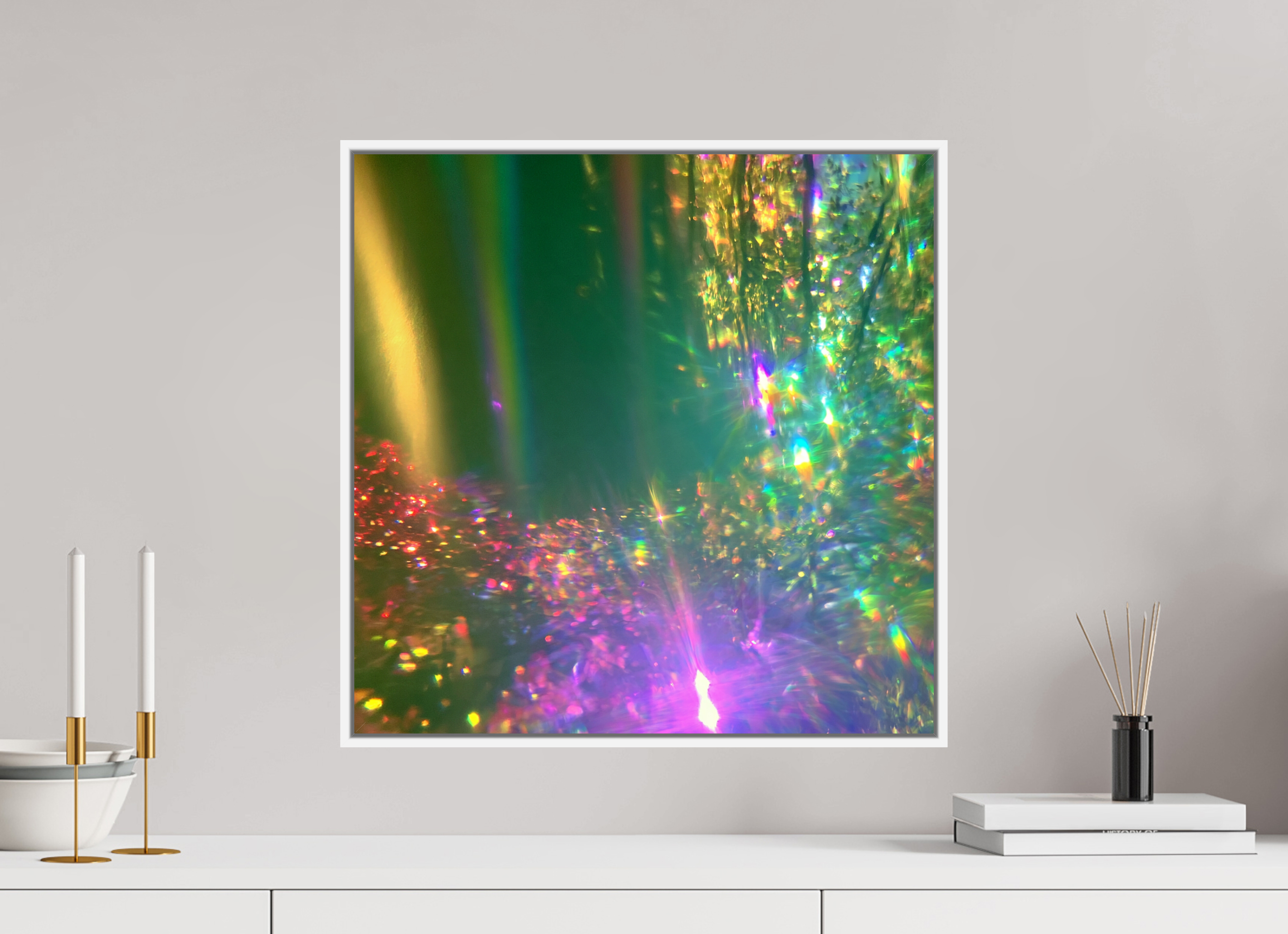50 x 50 cm, chromaluxe hd metal print met frame voor stenen ZONREFLECTIES / 09 Nagloed PRINT