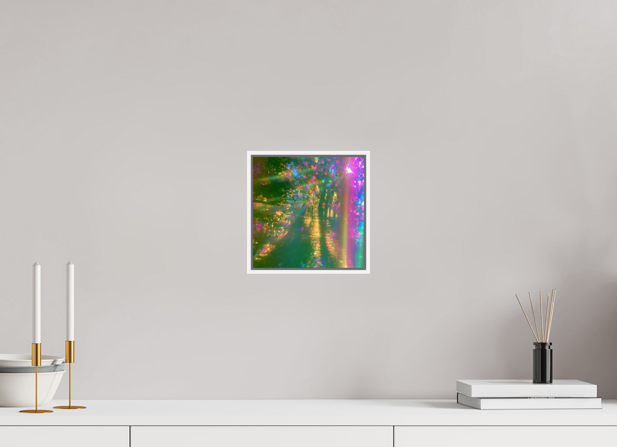 20 x 20 cm, chromaluxe hd metal print met frame voor stenen ZONREFLECTIES / 07 Gouden stroom PRINT