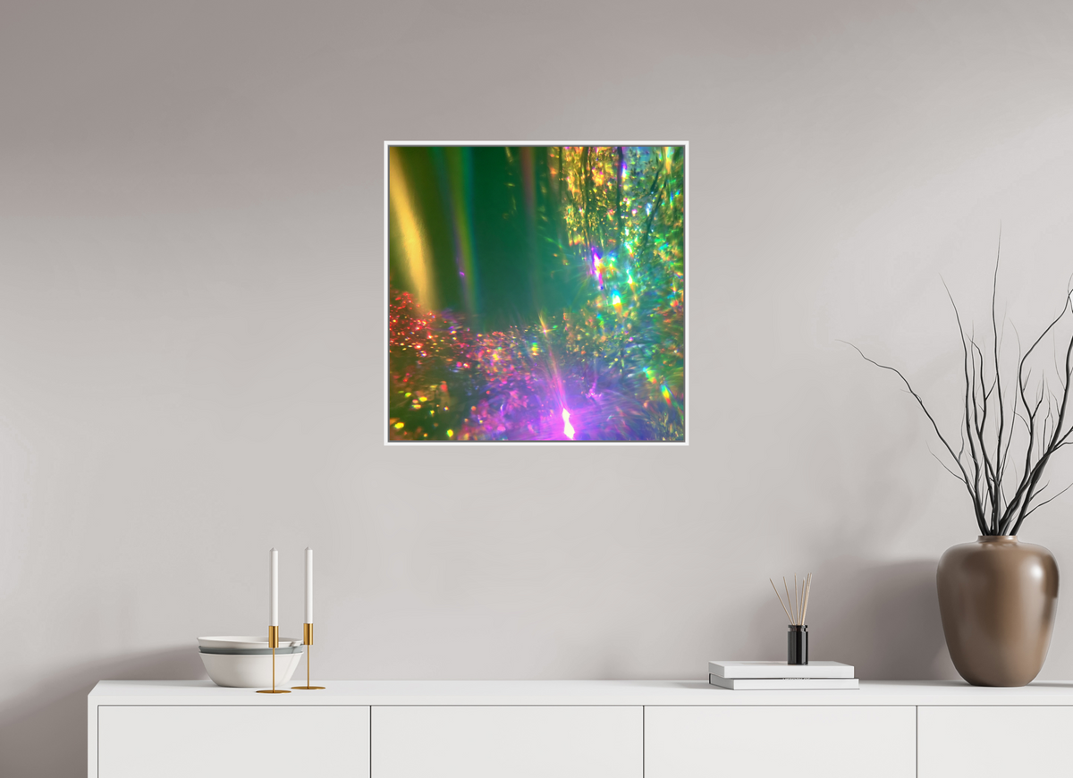 60 x 60 cm, chromaluxe hd metal print met frame voor stenen ZONREFLECTIES / 09 Nagloed PRINT