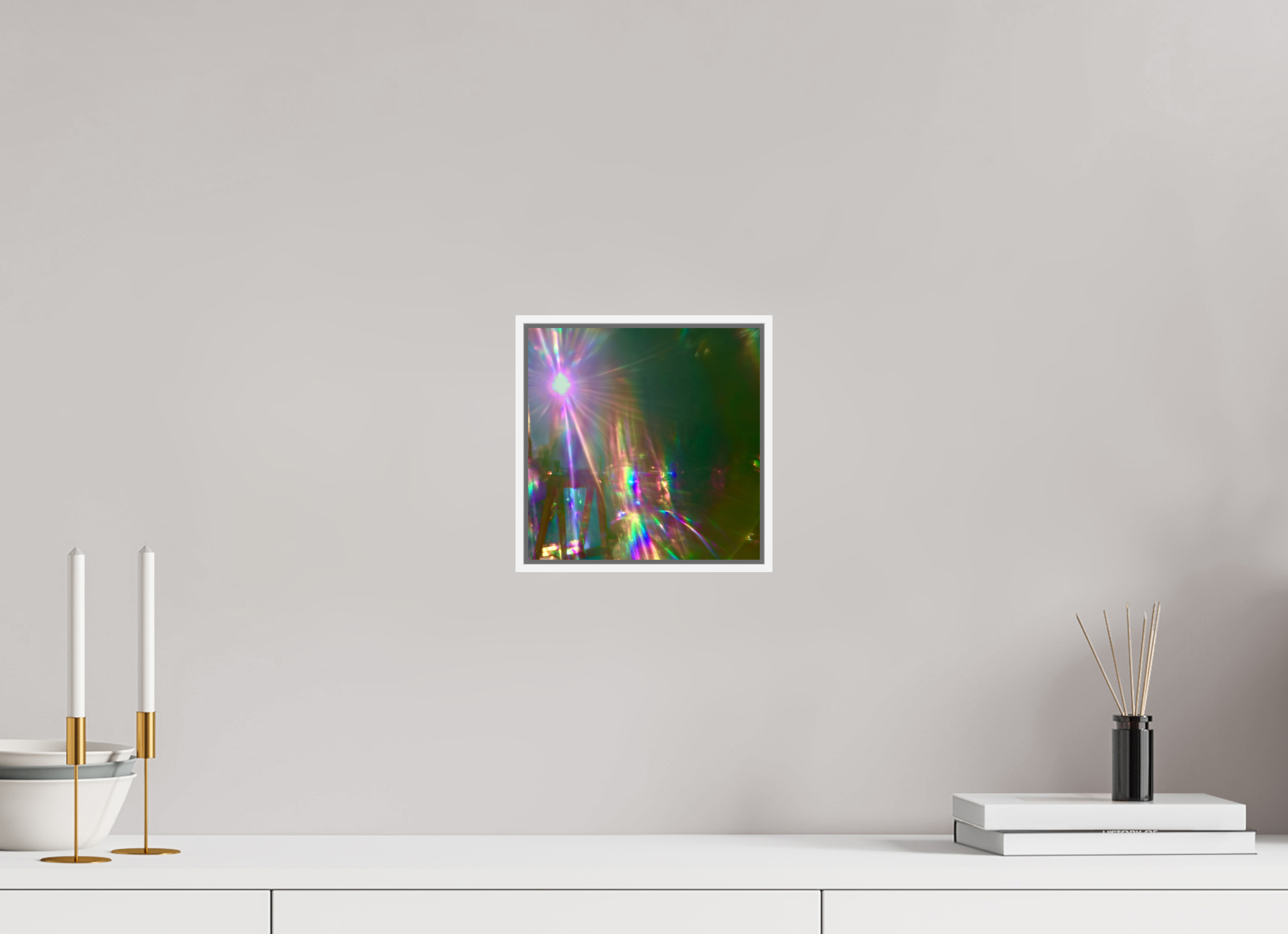 20 x 20 cm, chromaluxe hd metal print met frame voor stenen ZONREFLECTIES / 02 Lichtpoort