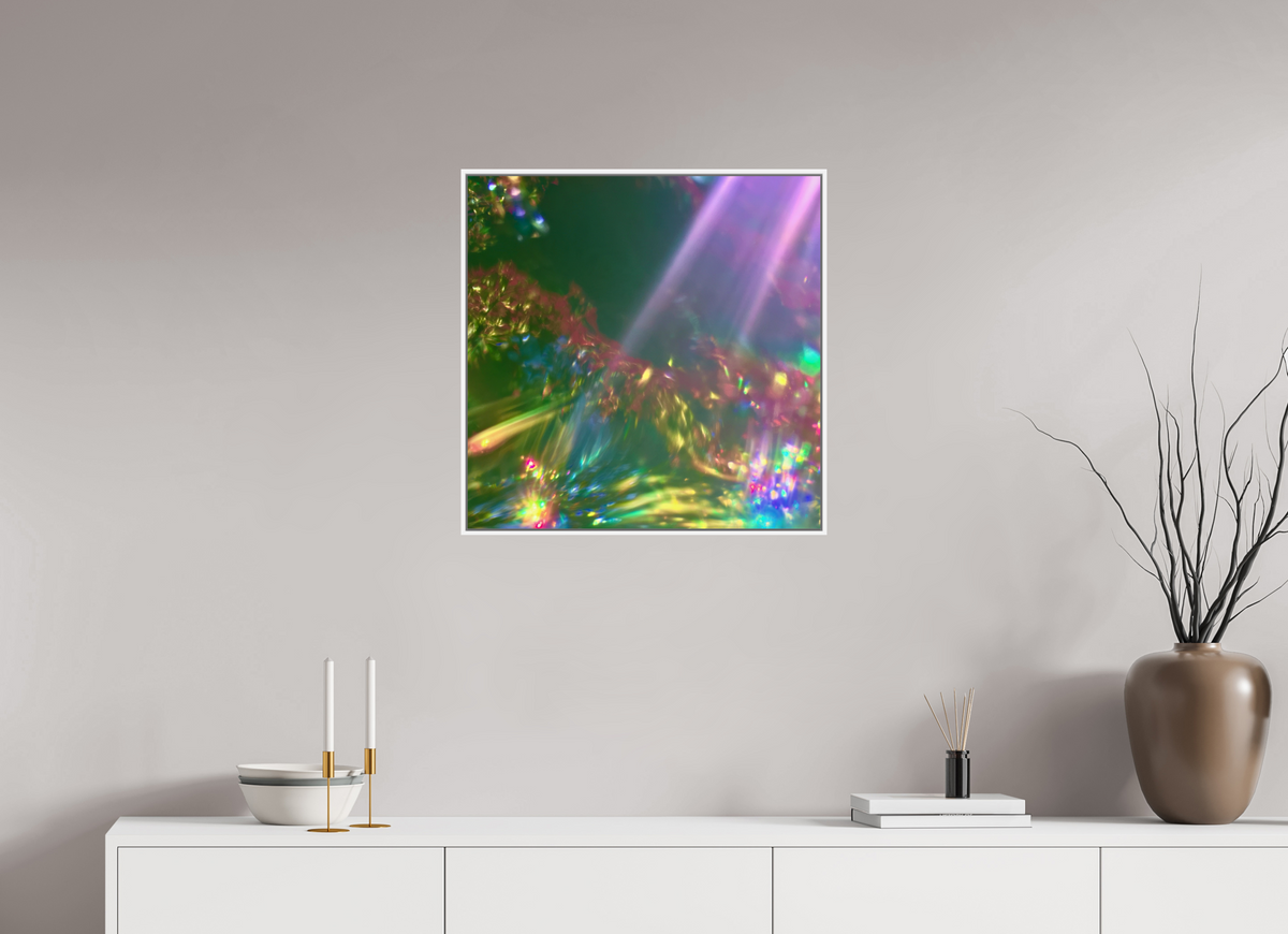 60 x 60 cm, chromaluxe hd metal print met frame voor stenen ZONREFLECTIES / 06 Zachte overgave PRINT