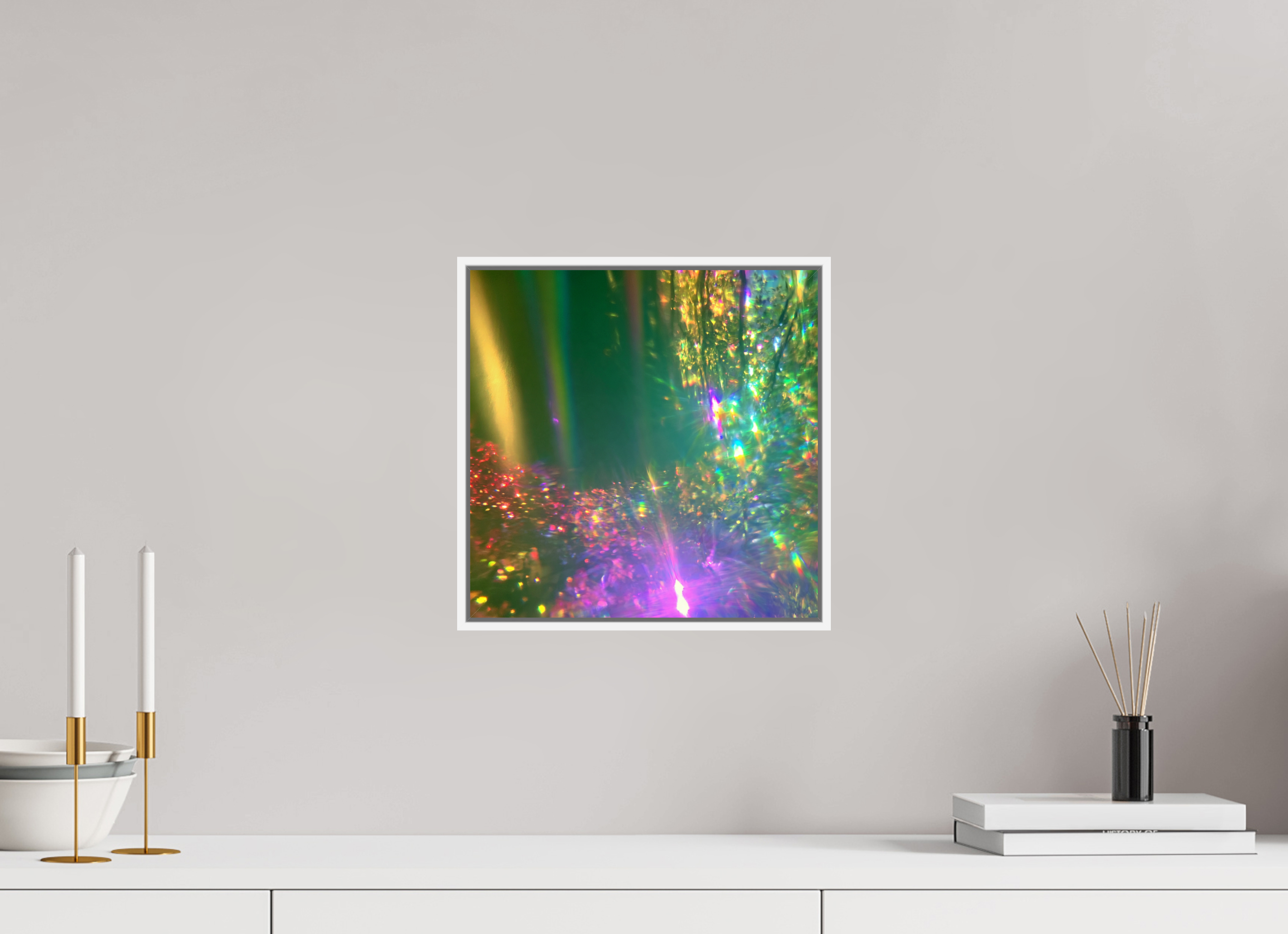 30 x 30 cm, chromaluxe hd metal print met frame voor stenen ZONREFLECTIES / 09 Nagloed PRINT