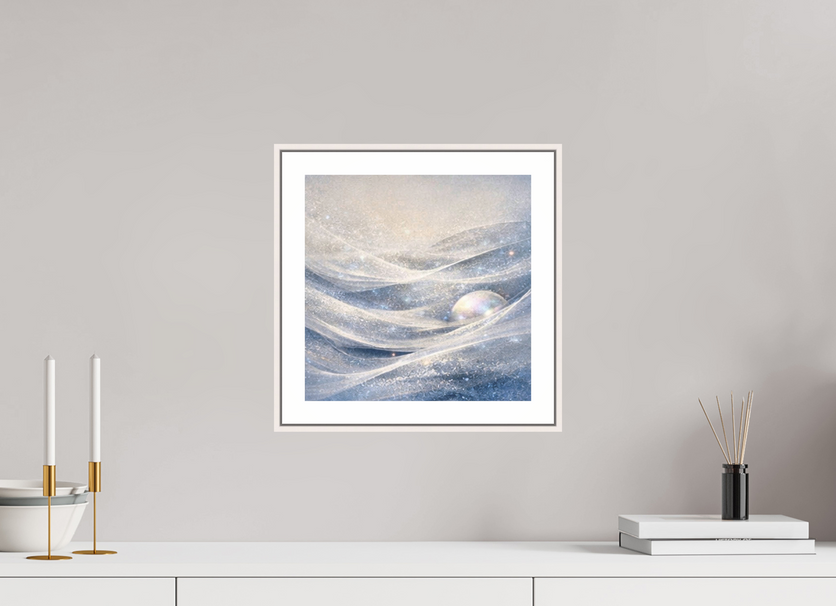 30 x 30 cm, Witte rand metallic photo print under acrylic glass met bijna witte lijst Solo Glacial Drift - Metallic Photo Print with Frame