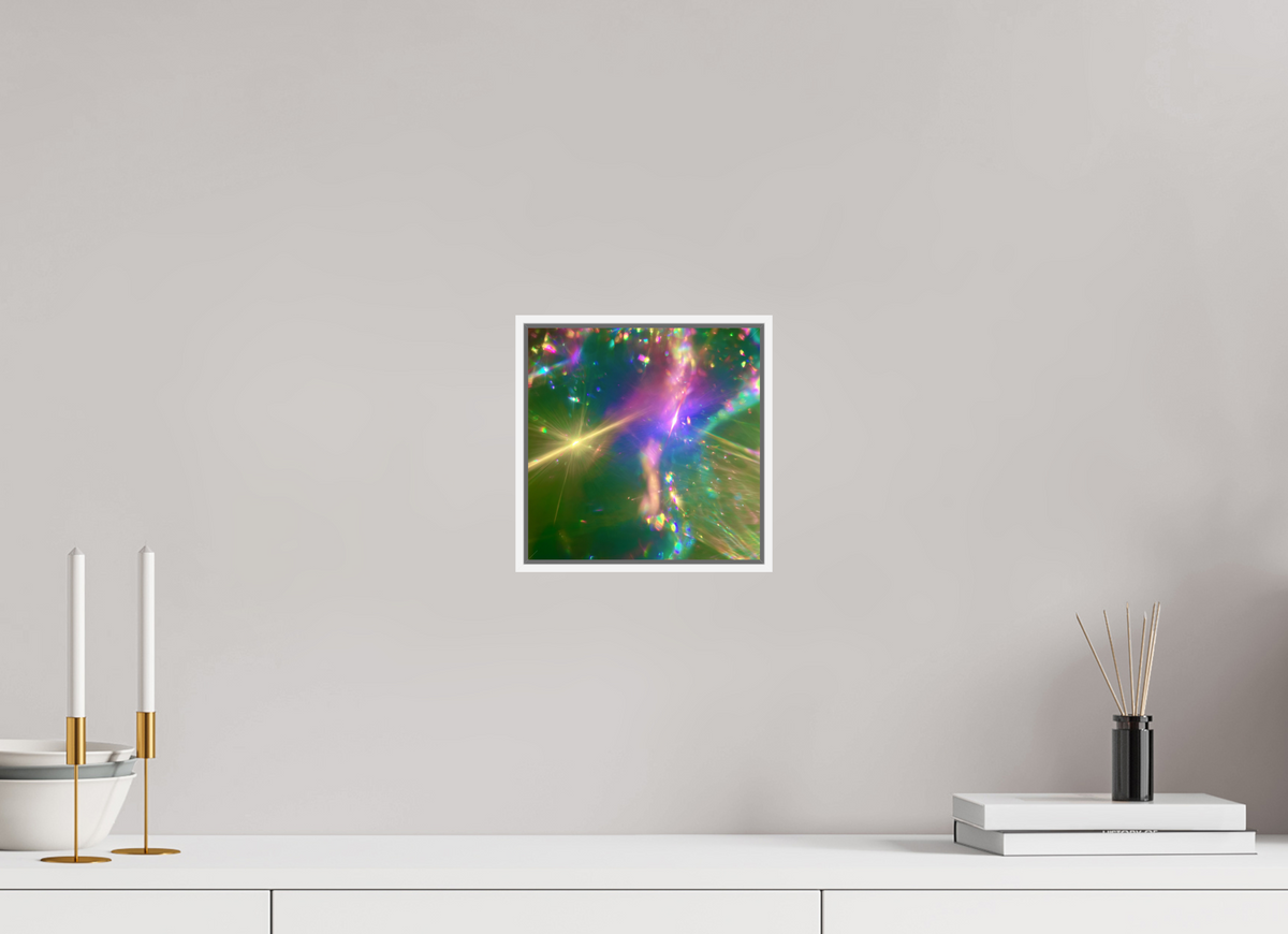 20 x 20 cm, chromaluxe hd metal print met frame voor stenen ZONREFLECTIES / 03 Zonnedans PRINT