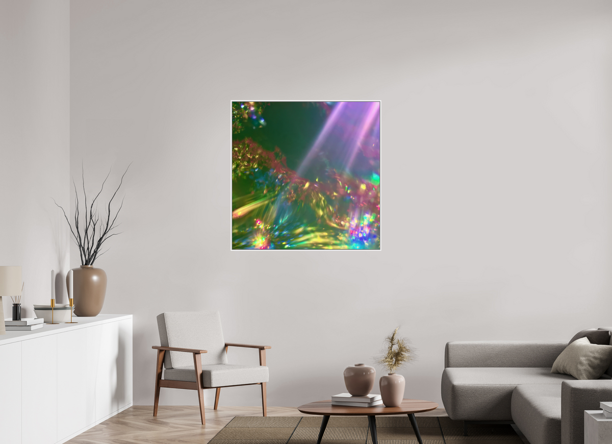100 x 100 cm, chromaluxe hd metal print met frame voor stenen ZONREFLECTIES / 06 Zachte overgave PRINT