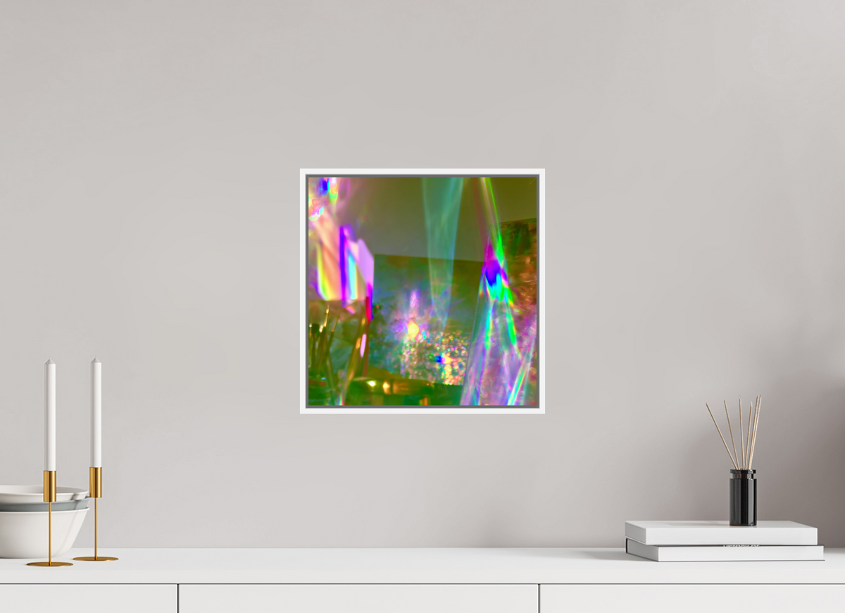 30 x 30 cm, chromaluxe hd metal print met frame voor stenen ZONREFLECTIES / 05 Prisma PRINT