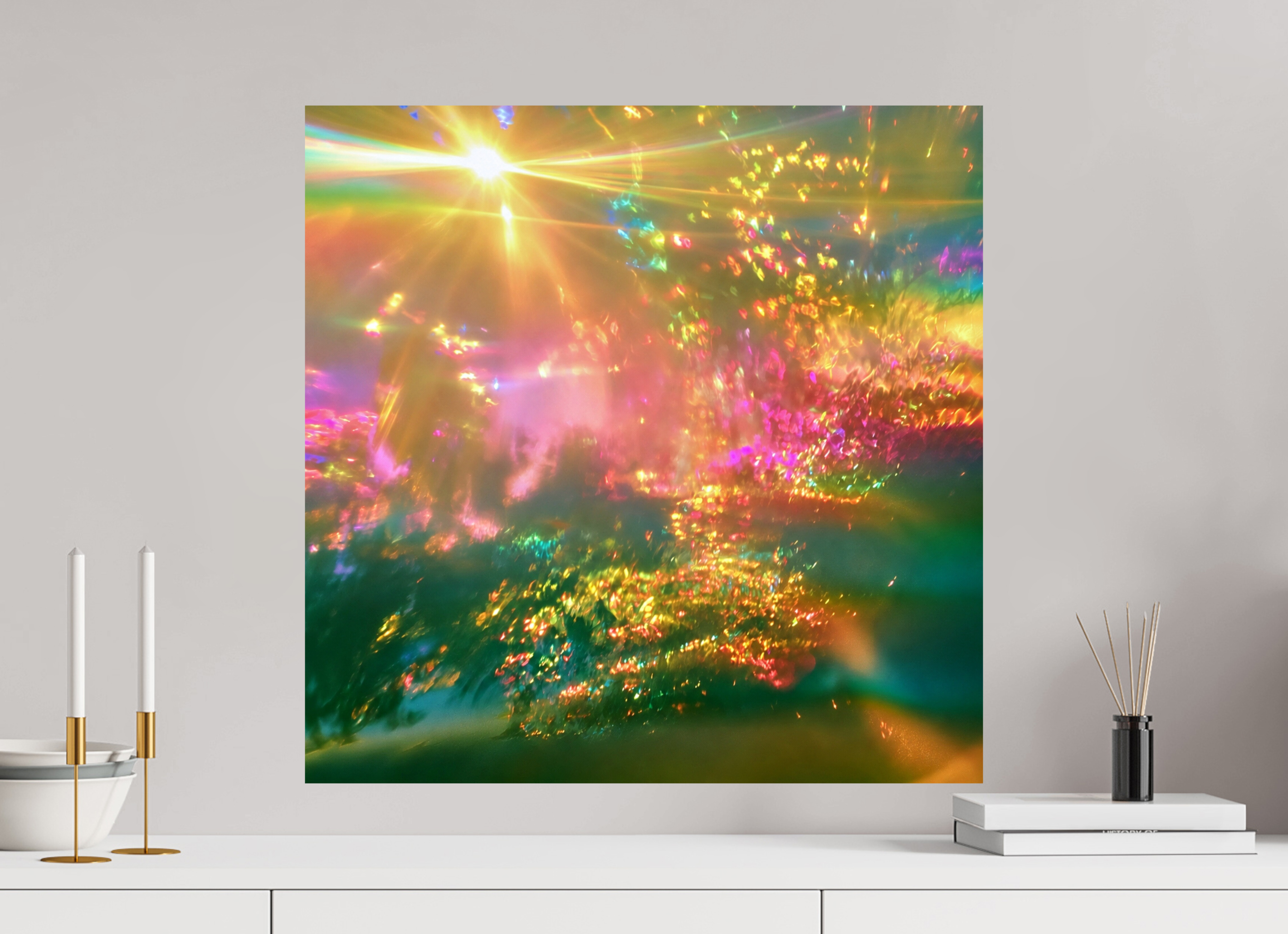 60 x 60 cm, Photo Print On Fuji Crystal DP II ZONREFLECTIES / 091 Zomerlicht — Gouden sluier PRINT