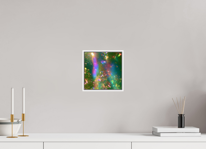 20 x 20 cm, chromaluxe hd metal print met frame voor stenen ZONREFLECTIES / 04 Lichtregen PRINT