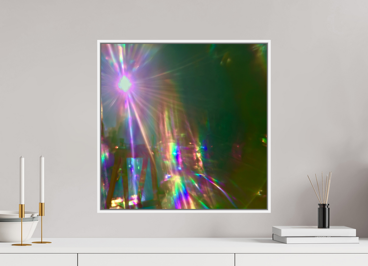 50 x 50 cm, chromaluxe hd metal print met frame voor stenen ZONREFLECTIES / 02 Lichtpoort